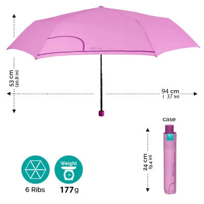 Umbrelă manuala Extraslim pentru femei Perletti Time 26296, Violet deschis