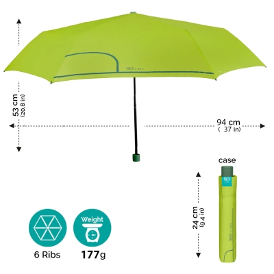 Umbrelă manuala Extraslim pentru femei Perletti Time 26296, Verde