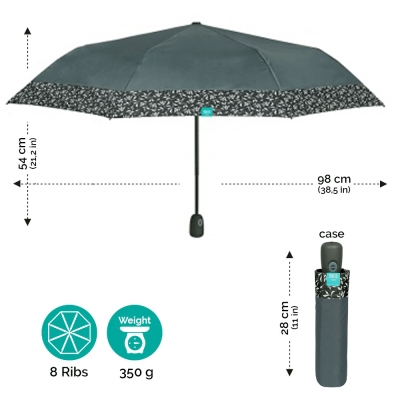 Ladies' automatic Open-Close umbrella Perletti Time 26320, Grey