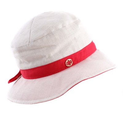 Дамска шапка от лен и памук Granadilla JG6001, Натурален/Червен