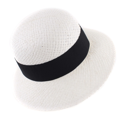 Дамска лятна шапка HatYou CEP0511, Бял/Черна лента