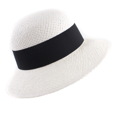 Дамска лятна шапка HatYou CEP0511, Бял/Черна лента