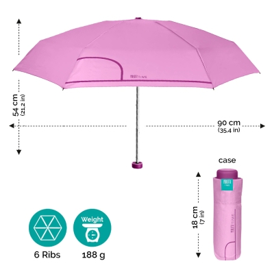 Mini umbrelă neautomată pentru femei Perletti Time 26295, Violet deschis