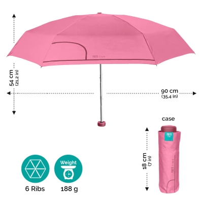 Ladies' manual mini umbrella Perletti Time 26295, Pink