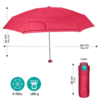 Ladies' manual mini umbrella Perletti Time 26295, Red