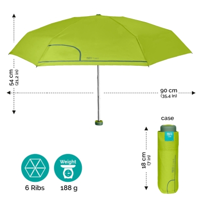 Дамски неавтоматичен мини чадър Perletti Time 26295, Зелен