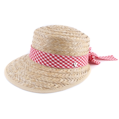 Pălărie de paie pentru femei HatYou CEP0425, Roșu check