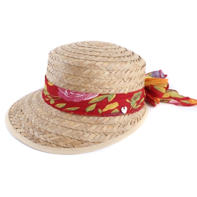 Ladies' Straw Hat HatYou CEP042, Red Ribbon