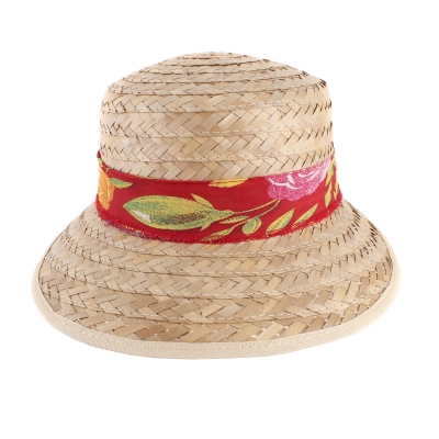 Pălărie de paie de vară pentru femei HatYou CEP0425, Рanglică roșie