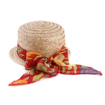 Pălărie de paie de vară pentru femei HatYou CEP0425, Рanglică roșie