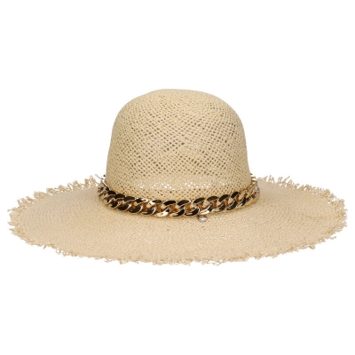 Дамска лятна широкопола шапка HatYou CEP0796, Натурален/Златист