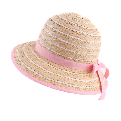 Pălărie de vară din rafie pentru femei Fratelli Mazzanti FM 8138, Natural/Roz