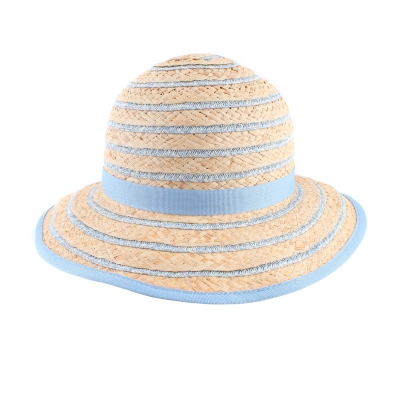 Pălărie de vară din rafie pentru femei Fratelli Mazzanti FM 8138, Natural/Albastru deschis