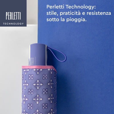 Ladies' flat automatic Open-Close umbrella Perletti Technology 21749, Blue-Violet