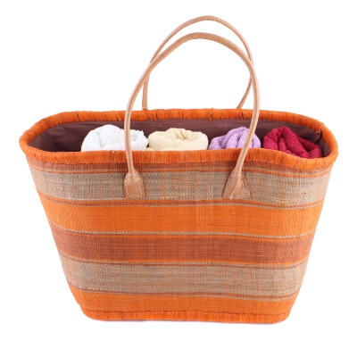 Плажна кошница от рафия Fratelli Mazzanti FM B4374, 52 см, Оранжев/Натурален