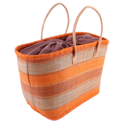 Плажна кошница от рафия Fratelli Mazzanti FM B4374, 52 см, Оранжев/Натурален