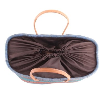 Плажна кошница от рафия Fratelli Mazzanti FM B4374, 52 см, Тюркоаз/Оранжев