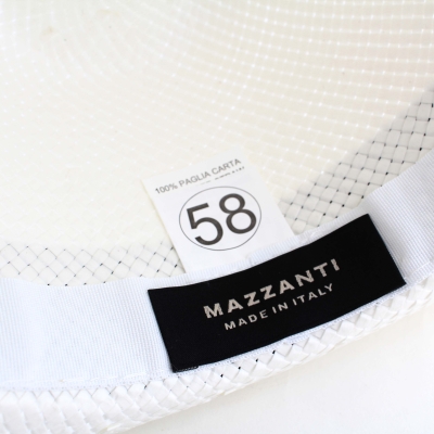Мъжка лятна шапка тип федора Fratelli Mazzanti FM 5794, Бял/Черна лента
