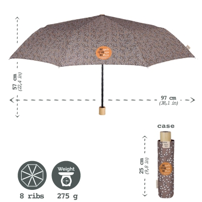 Дамски неавтоматичен чадър Perletti Green 19125, Кафяв