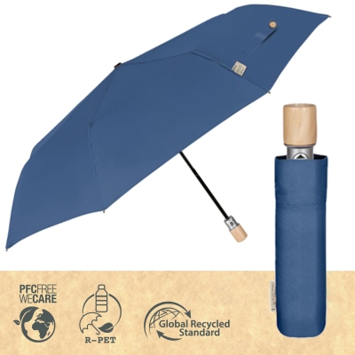 Дамски автоматичен Open-Close чадър Perletti Green 19138, Син
