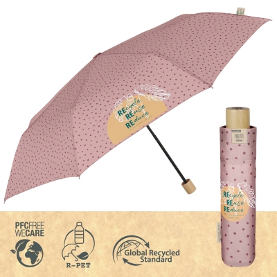 Дамски неавтоматичен чадър Perletti Green 19113, Пепел от рози