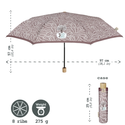 Дамски неавтоматичен чадър Perletti Green 19115, Кафяв