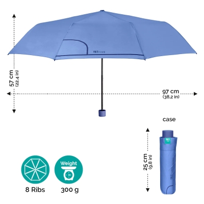 Umbrela de dama manuala Perletti Time 26292, Albastru-violet