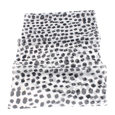 Дамски шал HatYou SI0249-38, 40х160 см, Бял/Черни петна
