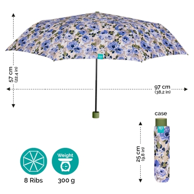 Дамски неавтоматичен чадър Perletti Time 26304, Лилави цветя