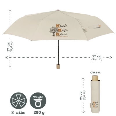 Дамски неавтоматичен чадър Perletti Green 19117, Крем