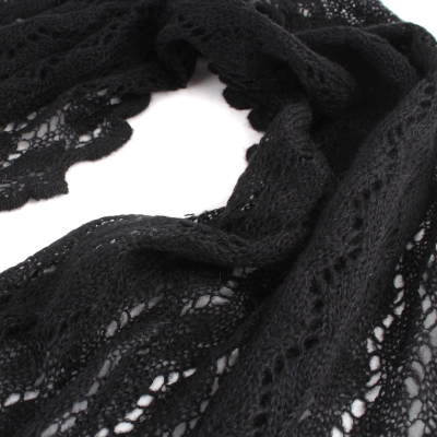 Плетен зимен шал Pulcra Mara, 40x180 см, Черен