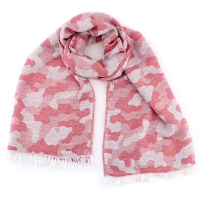 Ladies' winter scarf Pulcra Umberto, 58x190 cm, Pink/Camouflage