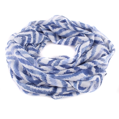 Дамски шал HatYou SI0763-99, 40х160 см, Синьо-бял