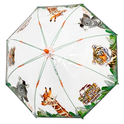 Umbrela manuală pentru copii Perletti CoolKids Safari 15619, Transparent