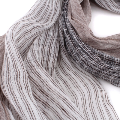 Summer linen-cotton scarf Pulcra Arc 23, Brown