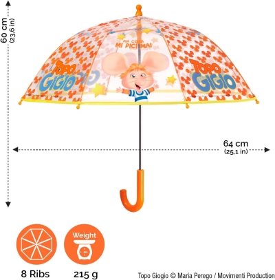 Umbrela transparenta a copiilor Perletti Topo Gigio 75050 