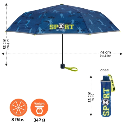 Umbrela pliabila pentru copii Perletti CoolKids Sport 15639, Albastru