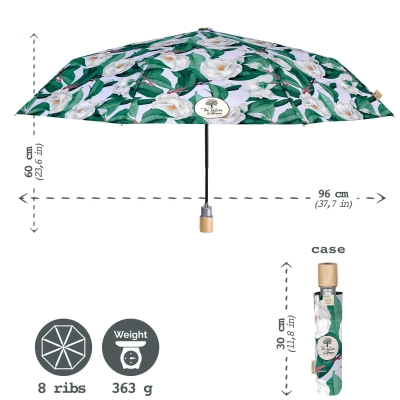 Umbrelă automată pentru femei Perletti Green 19149, Camelii