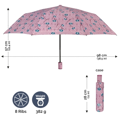 Дамски автоматичен Open-Close чадър Perletti Technology 21776, Розов