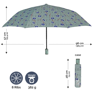 Дамски автоматичен Open-Close чадър Perletti Technology 21776, Зелен