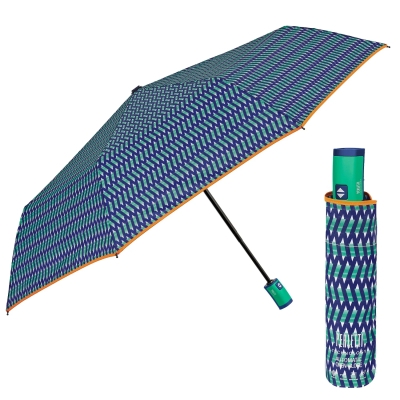 Дамски автоматичен Open-Close чадър Perletti Technology 21778, Синьо-зелен