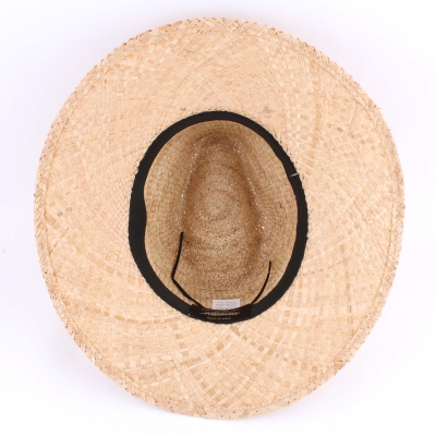 Лятна шапка от рафия тип Федора Fratelli Mazzanti FM 8681, Натурален/Синя лента
