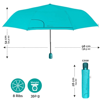 Ladies' automatic Open-Close umbrella Perletti Time 26355, Turquoise