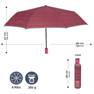 Ladies' automatic Open-Close umbrella Perletti Technology 21778, Pink