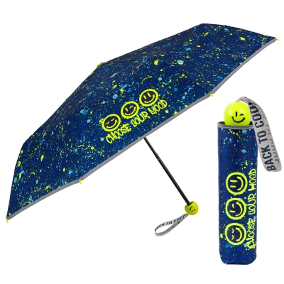 Kid's folding umbrella Perletti CoolKids Emoji 15640, Yellow