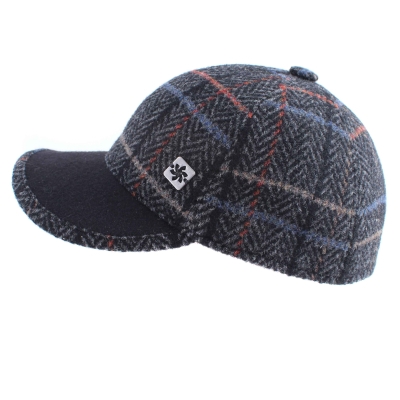 Men's Wool Baseball Cap Granadilla JG5619, Plaid/Black