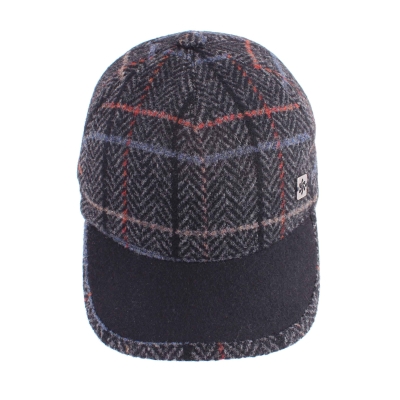 Men's Wool Baseball Cap Granadilla JG5619, Plaid/Black