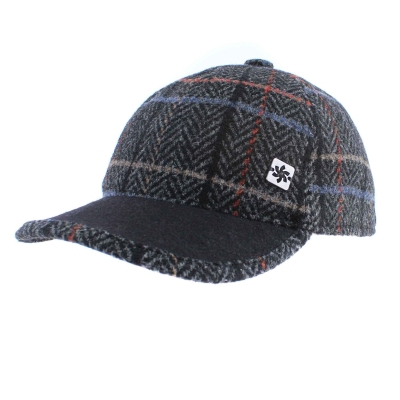 Men's Wool Baseball Cap Granadilla JG5619, Plaid/Black