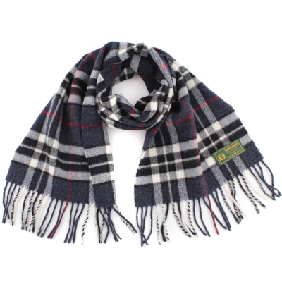 Wool scarf Pulcra Dundee N, 30x154 cm, Navy/black