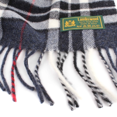 Wool scarf Pulcra Dundee N, 30x154 cm, Navy/black